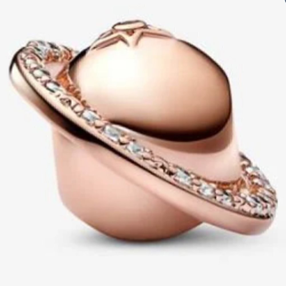 Planet Saturn Sparkling Star Charm